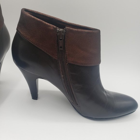 Alfani Darcy Leather Brown & Bronze Heels Ankle Bootie Women's Size 7.5 M/ S4 - Picture 3 of 8